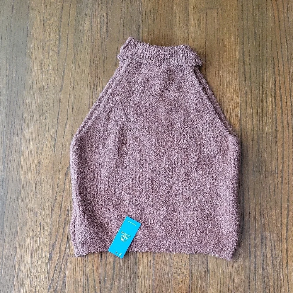 Cupshe Taupe Cowl Neck Sweater Textured Knit